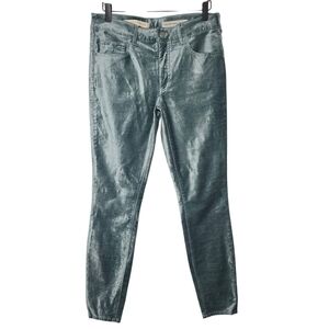 Pilcro Womens Green High Rise Skinny Velvet Pants Size 28